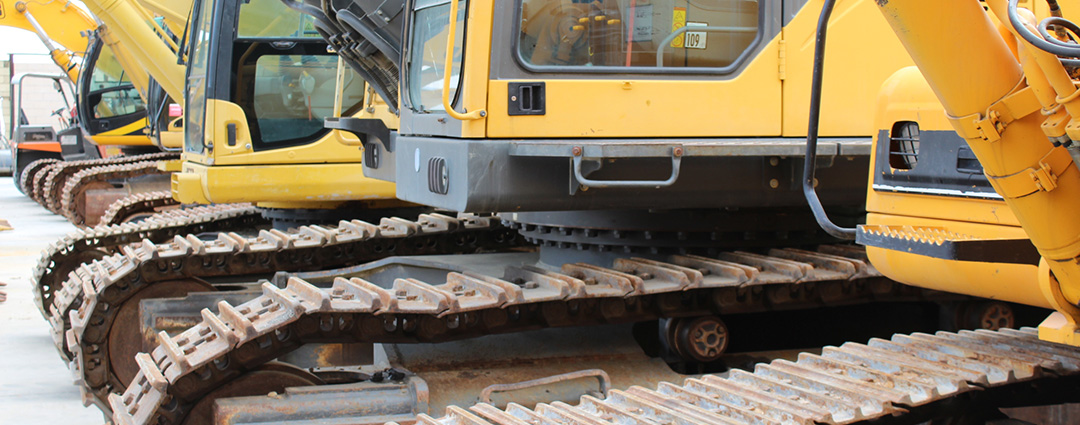 close up of excavator tracks